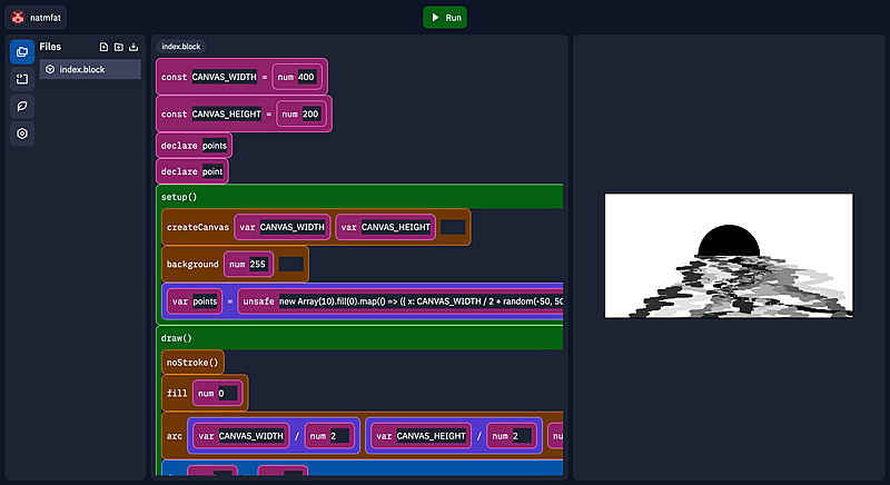 blockpit with a "sunset" template