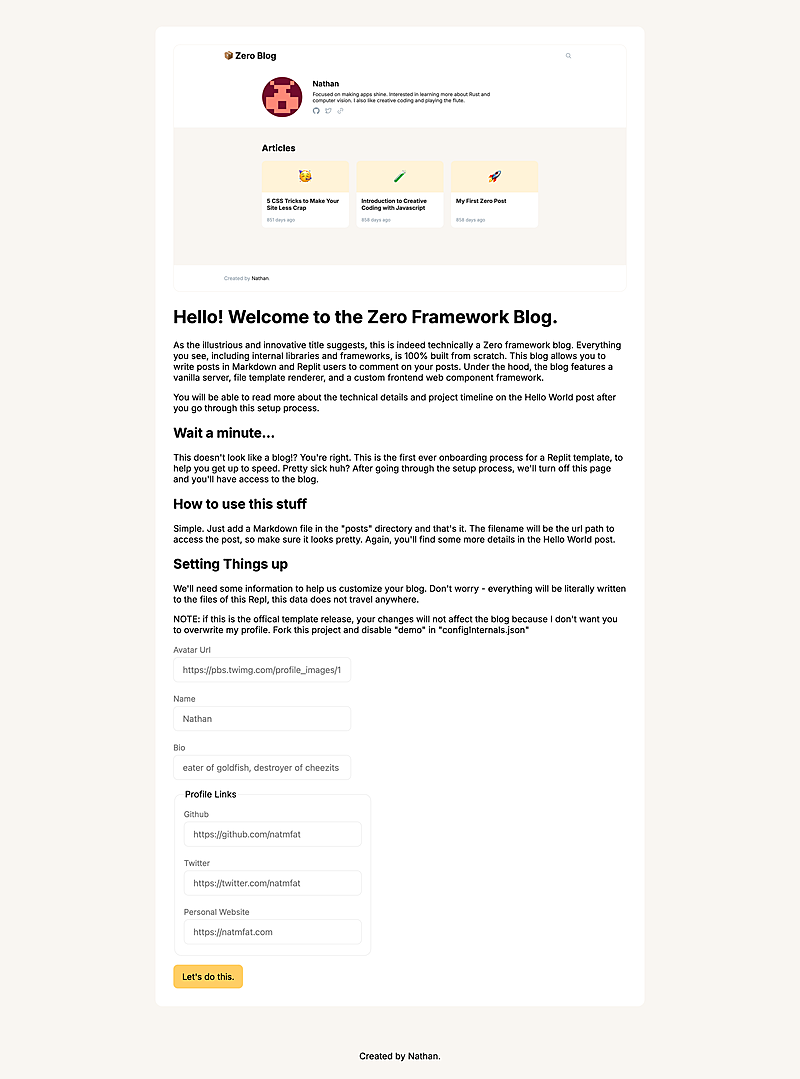Zero Blog setup is hassle free!